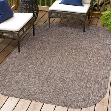 Miles Modern Minimalist Radius Corner Solid Indoor/Outdoor Area Rug